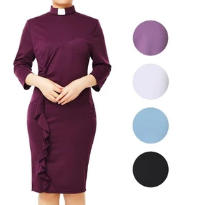 Womens Clergy Dress Pencil Sheath Dress Priest Pastor Preacher Minister Dress - Picture 1 of 33