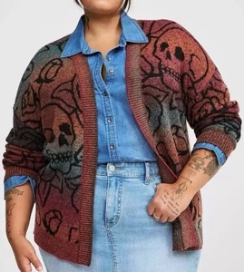 Cárdigan Suéter Torrid 1X Tinte Espacial Calavera Rosas Ombre Talla 14-16 NUEVO NUEVO CON ETIQUETAS - Imagen 1 de 16