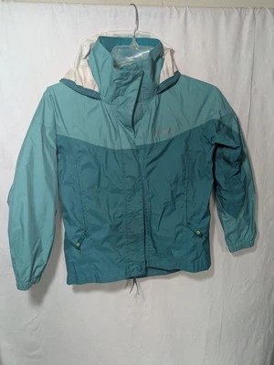 Marmot Hooded Windbreaker Rain Jacket Double Zipper Pockets Girl’s Size XS Green - Image 1 of 4