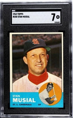 1963 Topps #250 Stan Musial Cardinals HOF SGC 7 NM Near Mint - Image 1 of 3