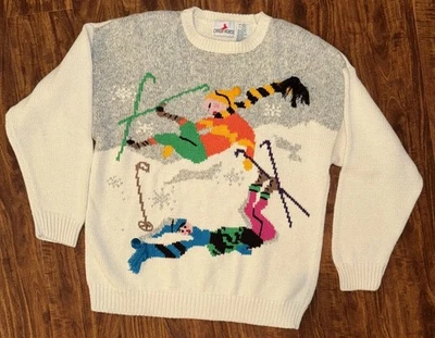 Rare Crazy Horse Knit Crew Neck Sweater Skiing Winter Women’s Sz M - Image 1 of 4