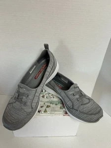 Skechers SZ 8.5 Ladies Grey Air Cooled Memory Foam Slip on Comfort Shoes NEW - Picture 1 of 8