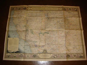 Mapa de National Geographic 1940, suroeste de Estados Unidos, 34” x 26”, en muy buen estado, S1847 - Imagen 1 de 1