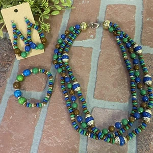 Fashion Multi Color 3-piece Jewelry Set Necklace, Earrings, Bracelet Set - Picture 1 of 9