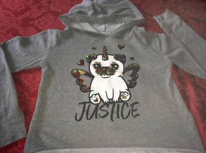 justice active hoodie Girls sz 14/16  Sequin  Unicorn Sweat - Picture 1 of 7