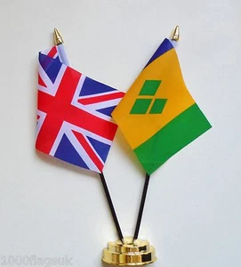 Vereinigtes Königreich & St. Vincent und die Grenadinen Freundschaft Tisch Flagge Set - Bild 1 von 1