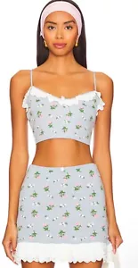 For Love & Lemons  Amalia Knit Crop Top in Blue XS,S,M,L,XL Available Was $129! - Picture 1 of 4