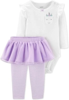 Carter's Infantil Niñas Body Pantalón Conjunto de 3 Piezas, Unicornio/Púrpura, 6 Meses-6 Meses Foto 1 de 3