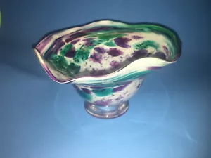 Art Glass Bowl Multi-Colored Hand blown Signed By Artist 2002 - Picture 1 of 11