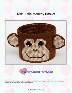 Little Monkey Basket - Patrón o kit de lona de plástico - Imagen 1 de 1