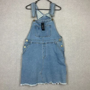 City Chic Dress Womens Medium Blue Denim Bib Carpenter Stretch Overalls NEW - Picture 1 of 7