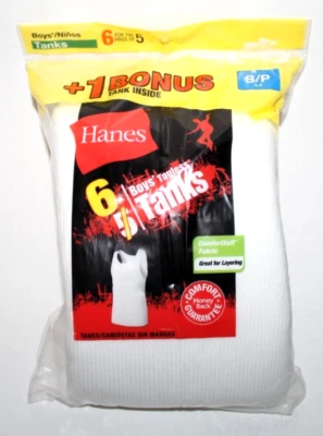 Camisa sin mangas blanca sin etiquetas Hanes para niños 6 tanques L-XL Foto 1 de 2