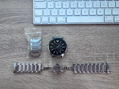 Emporio Armani AR2460 46mm Cassa Argento in Acciaio Cinturino Argento in... - Immagine 1 di 4