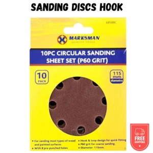 10 x 115mm / 60 Grit DISCOS DE LIJADO CIRCULAR GANCHO Y BUCLE ALMOHADILLAS DE PAPEL DE LIJA ORBITAL - Imagen 1 de 4