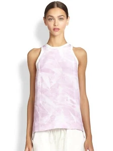*BNWT* RRP £295 DESIGNER HELMUT LANG 100% SILK PINK WHITE TOP VEST MEDIUM - Picture 1 of 4
