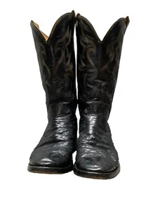 NOCONA Men's Black Leather Ostrich Cowboy Western Boots US Size 9 No Sz In Boots - Picture 1 of 6