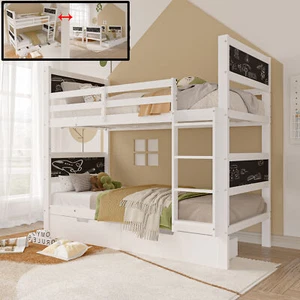 Hochbett 90x200cm mit 2 Schubladen Etagenbett umbaubar in zwei Kinderbetten DE - Bild 1 von 10