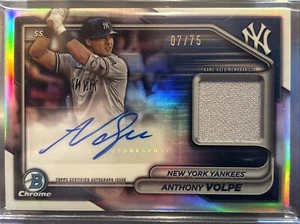 2024 Bowman Chrome Anthony Volpe Patch Refractor Auto /75 Yankees Relic  - Picture 1 of 4