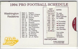 Washington Redskins Commanders 1994 calendario de diapositivas de bolsillo - Lotería DC - Imagen 1 de 2