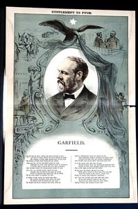 President Garfield Memorial Poem 1881 ASSASSINATION Keppler Puck Supplement - Picture 1 of 8
