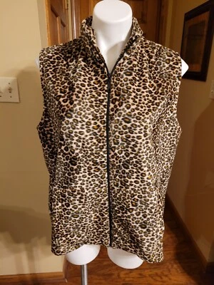  Chaleco Chico's Edición Privada Estampado Leopardo Cremallera Completa Talla 2 Foto 1 de 3