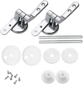 Coppia Cerniere Acciaio per Copriwater Tavoletta Wc Universali Cromate Raccordi - Foto 1 di 2