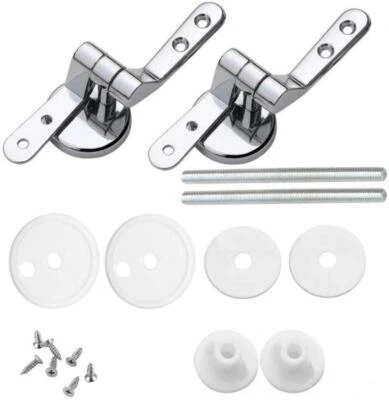 Coppia Cerniere Acciaio per Copriwater Tavoletta Wc Universali Cromate Raccordi - Immagine 1 di 2