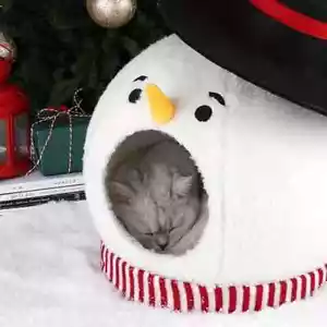 New Christmas Snowman Cat House, Pet House, Thickened Warm Pet Bed ,Great Gift - Picture 1 of 8