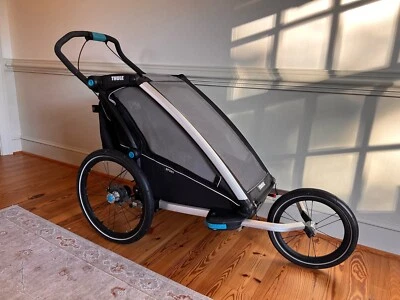 罕见 Thule Chariot Sport 1 自行车拖车/婴儿推车/跑步婴儿推车黑色 — 第 1/4 张图片