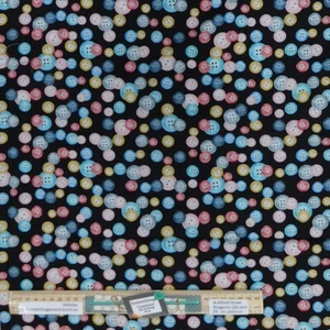 Quilting Patchwork Sewing Fabric Sew In Love Buttons Black 50x55cm FQ - Foto 1 di 7