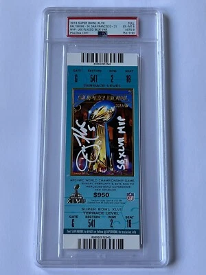 Joe Flacco Signed Super Bowl XLVII Ticket  Autograph Graded PSA 9 MVP Auto - Image 1 of 3