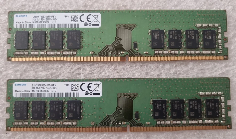 Samsung 16GB 2X8GB DDR4 PC4-21300 2666MHZ 288 1xr8 CL 19 desktop ram memory - Image 1 of 1