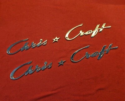 2 juegos de Chris * Artesanal vintage cromado fundido logotipo insignia versión 14" Foto 1 de 4