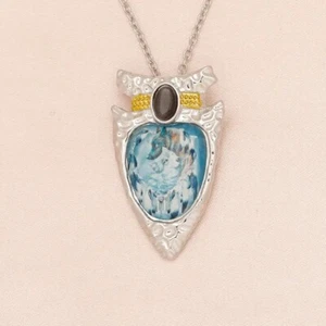 Schöne Wolfsköpfe Speerform Indianer Stil Anhänger Halskette - Bild 1 von 5