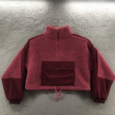 Chaqueta Sherpa So Cropped para Mujer S Burgendy Piel Sintética Media Cremallera Manga Larga Simulación Foto 1 de 4