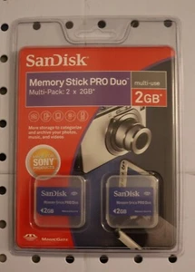 SanDisk Memory Stick PRO Duo 2GB SDMSPD-2048-A11 2 pack 4GB Total - Picture 1 of 2