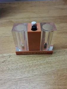 Vintage Whirley Industries Push Button Salt & Pepper Shakers Orangish Pink - Picture 1 of 5