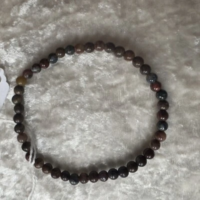 Браслет с эластичным бисером бронзит коричневый натуральный драгоценный камень 4 мм 7,5 дюйма - Изображение 1 из 2