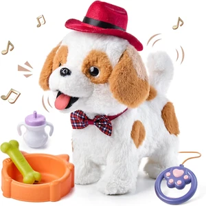 Walking Barking Toy Dog with Remote Control Leash, Plush Puppy Electronic Intera - Picture 1 of 12
