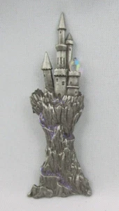 NEW Pewter Mystical Fantasy Castle Pin w/AB Crystal Signed JJ Made in USA - Picture 1 of 6