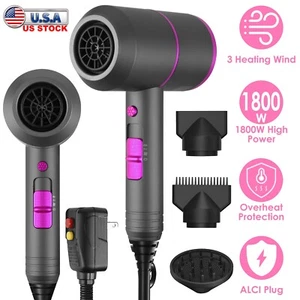 1800W Hair Dryer Blow Dryer 2 Blowing Speed for Women Man Straight Curly Hair - Picture 1 of 18