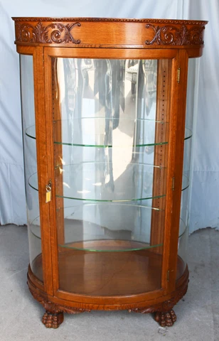 Antique Quarter Sawn Oak Curio Cabinet - Oval shaped Cover