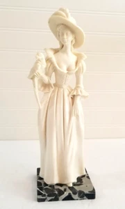 Vintage A. Santini Sculpture Victorian Woman with Parrot Statue 12"H Marble base - Picture 1 of 17