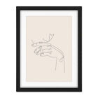 Line Drawing Hand Thinking Minimalist Framed Wall Art Print 18X24 In