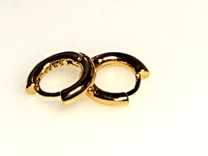 Vintage Sterling Silver 925 Earrings Jewellery Huggie Gold on Silver Hinged - Picture 1 of 4