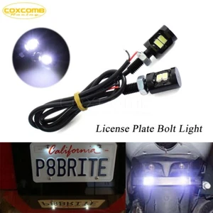 Universal White 12V LED License Plate Screw Bolt Light For Car Motorcycle Harley - Picture 1 of 9