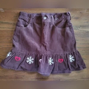 GYMBOREE Girls 9 brown Corduroy Snowflake flared skirt - Picture 1 of 7