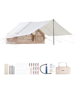 Aufblasbares Zelt 3-5 Personen Glamping Zelt mit Pumpe Baldachin 3x2x2m - Bild 1 von 12