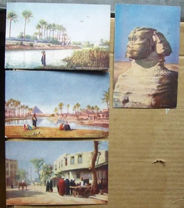 4 Britische Postkarten mit Ansichten von ÄGYPTEN mit russischen Briefmarken von Baku nach Estland 191 - Bild 1 von 2