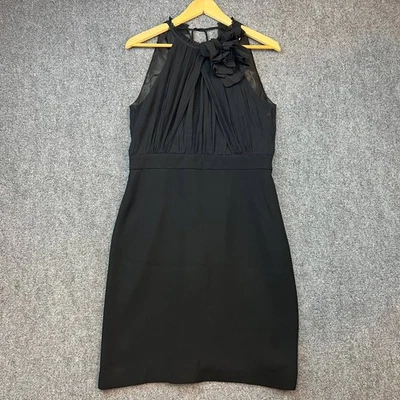 Ann Taylor Petite Black Pleated Halter Dress Floral Accent Women’s Size 10P - Image 1 of 4